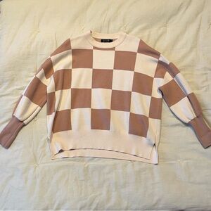 Checkerboard Sweater, Brown and Cream